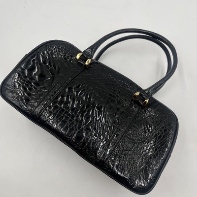 Katoriya Black Embossed Hand Shoulder Boston Bag BC Condition | eBay 