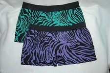 Womens TWO PAIR LOT Panties Boyshorts BRIGHT GREEN PURPLE BLACK Zebra FITS S-M