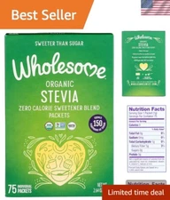 Wholesome Organic Stevia Sweetener - 75 Eco-Friendly Zero Calorie Packets