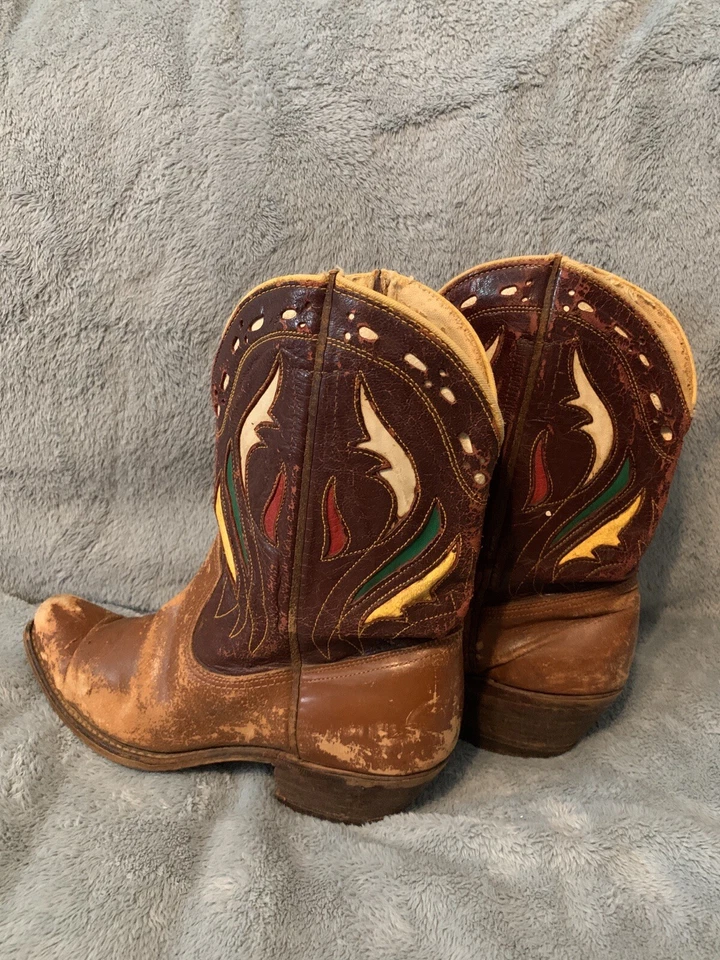 Rare Vintage 1940 50 Women Acme Western Boot Cowboy Pee Wee Shorty Bootie Size 6 - Image 3 of 4