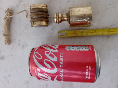 Bloque de nivel vertical Bob Mason de plomada cilindro pequeño de 2,5" de latón de colección con anillos de latón - Imagen 13 de 16