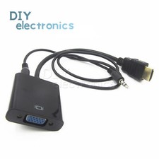 1080P HDMI Male to VGA Female Video Adapter Converter Cable 3.5mm Audio A3GS