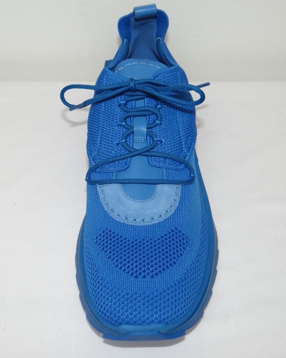 $995 FERRAGAMO NIMA knit fabric low top sneakers Denim Blue