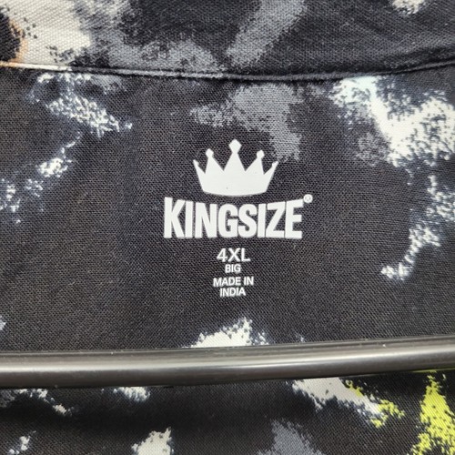 Camicia uomo KingSize manica corta con bottoni taglia 4XL grande alta nera rayon astratto - Foto 5 di 8