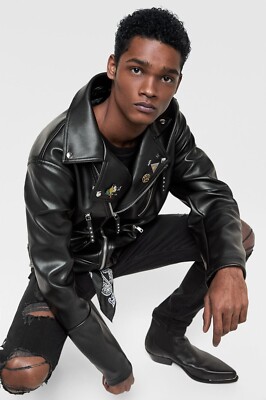 Zara Men Biker Jacket With Pins Black 1966/401 Size M NWT | eBay Zara Men Biker Jacket With Pins Black 1966/401 Size M NWT | eBay