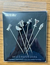 PRODYNE METELLA Stainless Steel Martini Cocktail Picks Set of 6 - NEW