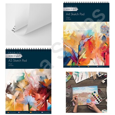 KÜNSTLER SKIZZENBUCH ZEICHENBLOCK A4 A5 SPIRAL WEISS PATRONE PAPIER KUNST ZUHAUSE BASTELN