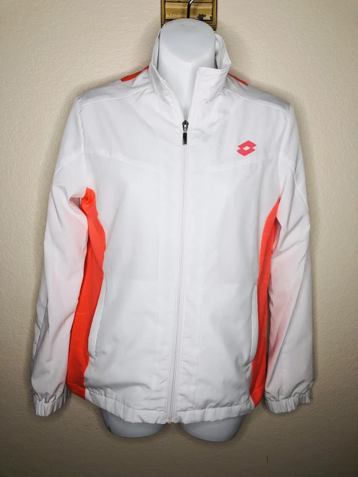 Chaqueta Lotto Para Mujer Natty Tenis Pista Abrigo S Blanco Melocotón Cremallera Chaqueta De Colección Y2K Foto 2 de 4
