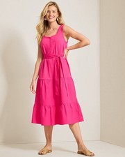 TOMMY BAHAMA 158 Sunrise Shores Midi Belted Tiered Tank Dress Size XS
