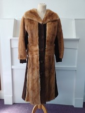 Vintage 1970s George Smith & Sons Suede & Mink Fur Coat w/ Panel Design UK 12-14