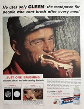 1959 Gleem Toothpaste Brushing GL-70 Fight Decay Mouth Odor Vintage Print Ad