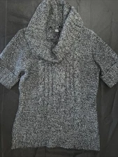 89th & Madison Dark Gray Cowl Neck Sweater Women’s Size S Short Sleeve