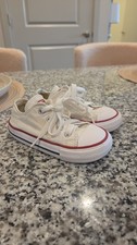 Converse All Star Toddler Low Top Sneakers White Canvas, Size 7