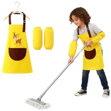 Kids Cotton Adjustable Bib Chef Apron with Pocket, For Children Age 6 to 12 y...