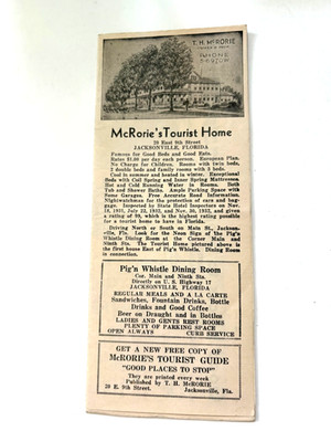1943 Brochure ''Mc Rorie's Tourist Guide'' w/ Places to Visit in Florida  *