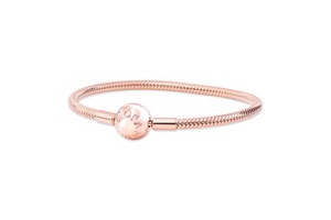Authentic Pandora Smooth Pandora Rose Clasp Bracelet Gold Plated No Colour 21cm 580728-21