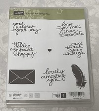 Stampin Up LOVELY AMAZING YOU 8 Photopolymer Stamps Feather, Phrases, more