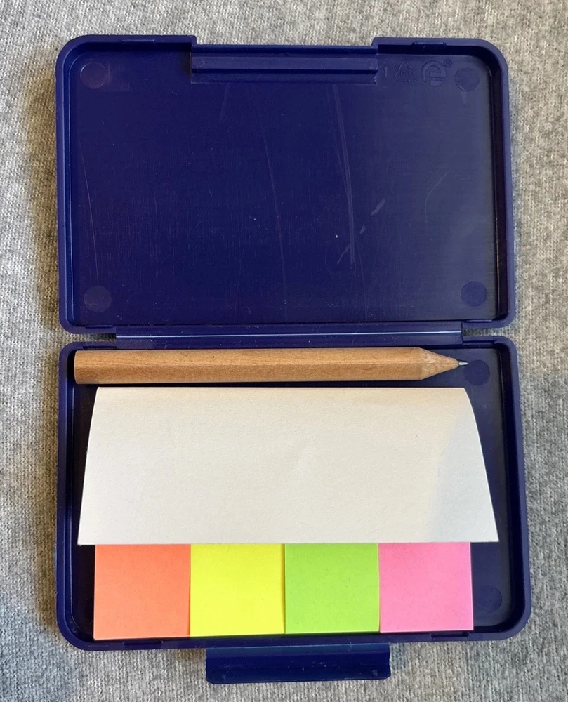Lufthansa, Haftnotizzettel in kleiner Box mit Bleistift, zum Sammeln, unbenutzt