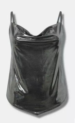 Torrid Liquid Shine Cowl Cami Silver 1X 14/16 NWT Metallic Party Top