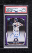 2023 Bowman Draft Chrome Prospect Purple Refractor Cam Fisher PSA 10 Auto ff8