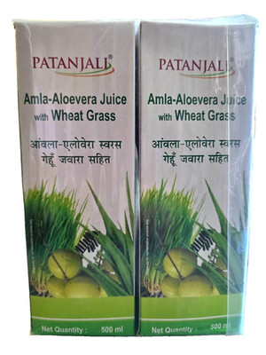Patanjali Amla-Aloevera Juice with Wheatgrass Juice 500ml -(Pack of 2)