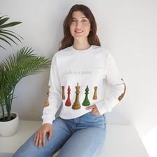 Chess-Themed Crewneck Sweatshirt, Strategy Game Night Top, Cozy Unisex Pullover,