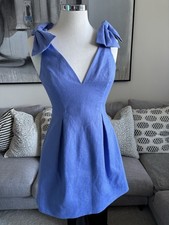 BNWT ZIMMERMANN Blue Jacaranda Corsage Tie Bow Linen Dress Size 1