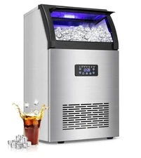150Lbs/24H Commercial Ice Maker - 45Lbs Capacity, Freestanding Stainless Steel