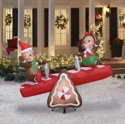 5.5 FT ANIMATED GINGERBREAD TEETER TOTTER AIRBLOWN LIGHTED YARD INFLATABLE (NEW)