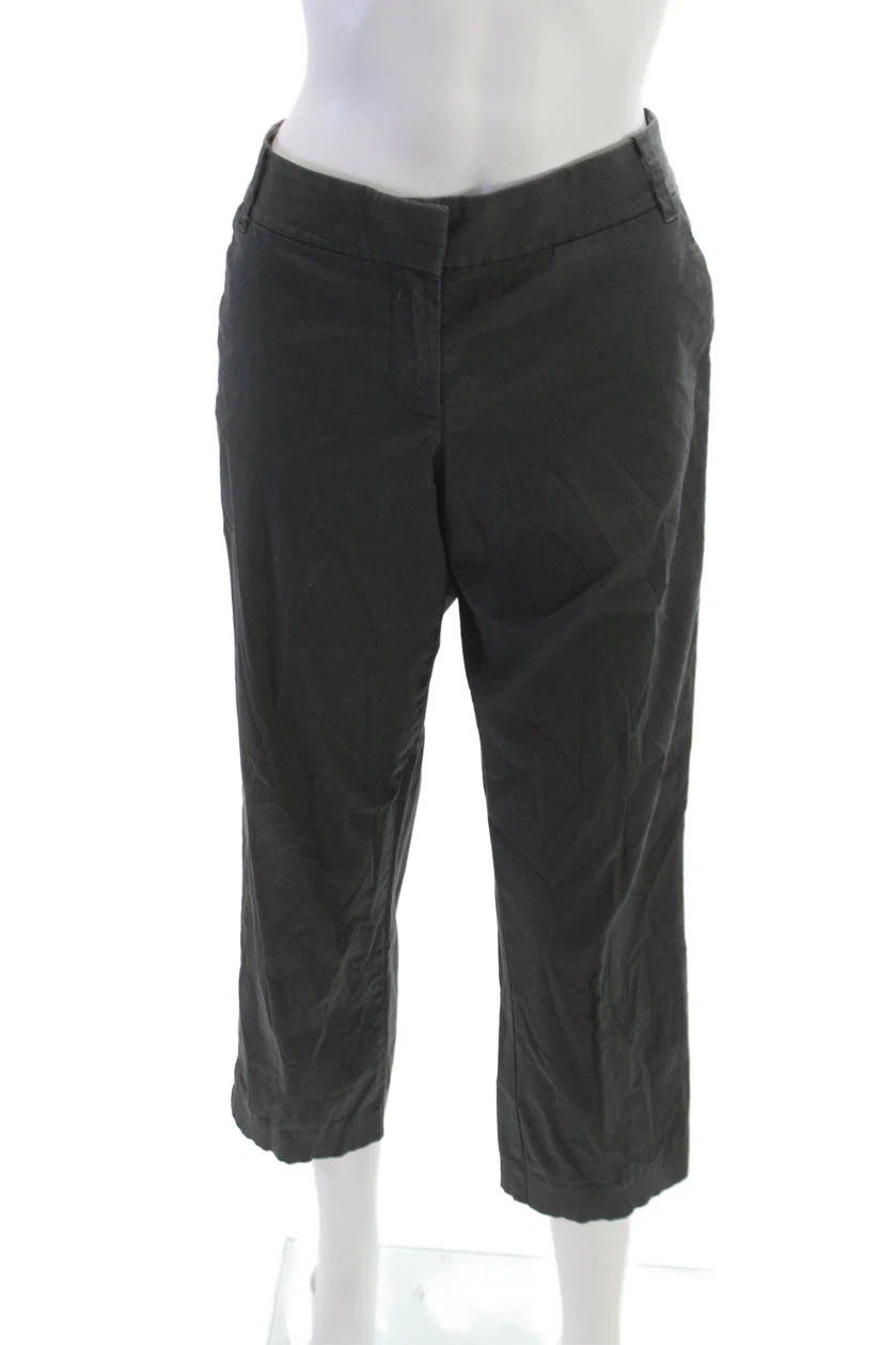 J Crew Women Capri Pants Gray Button Cotton Stretch Size 4