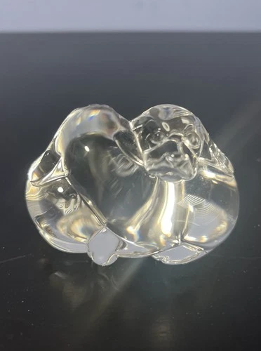 Vintage Steuben Crystal Art Glass Puppy Love Dog Figurine Paperweight Signed