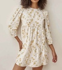 Reformation | Baby Doll Floral Print Organic Cotton Blend Mini Dress -Size XS