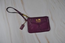 Coach Wristlet Wallet Purple Plum Leather Excellent