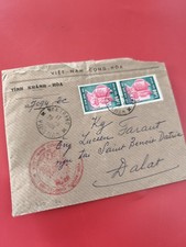Ancienne enveloppe Vietnam affranchie timbres oblitérés, philatélie collection