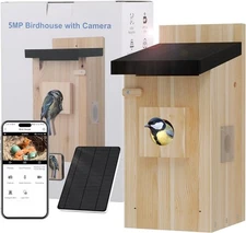 Bird House with Camera, 5MP Smart Birdhouse Camera with Solar Powered, Bird B...