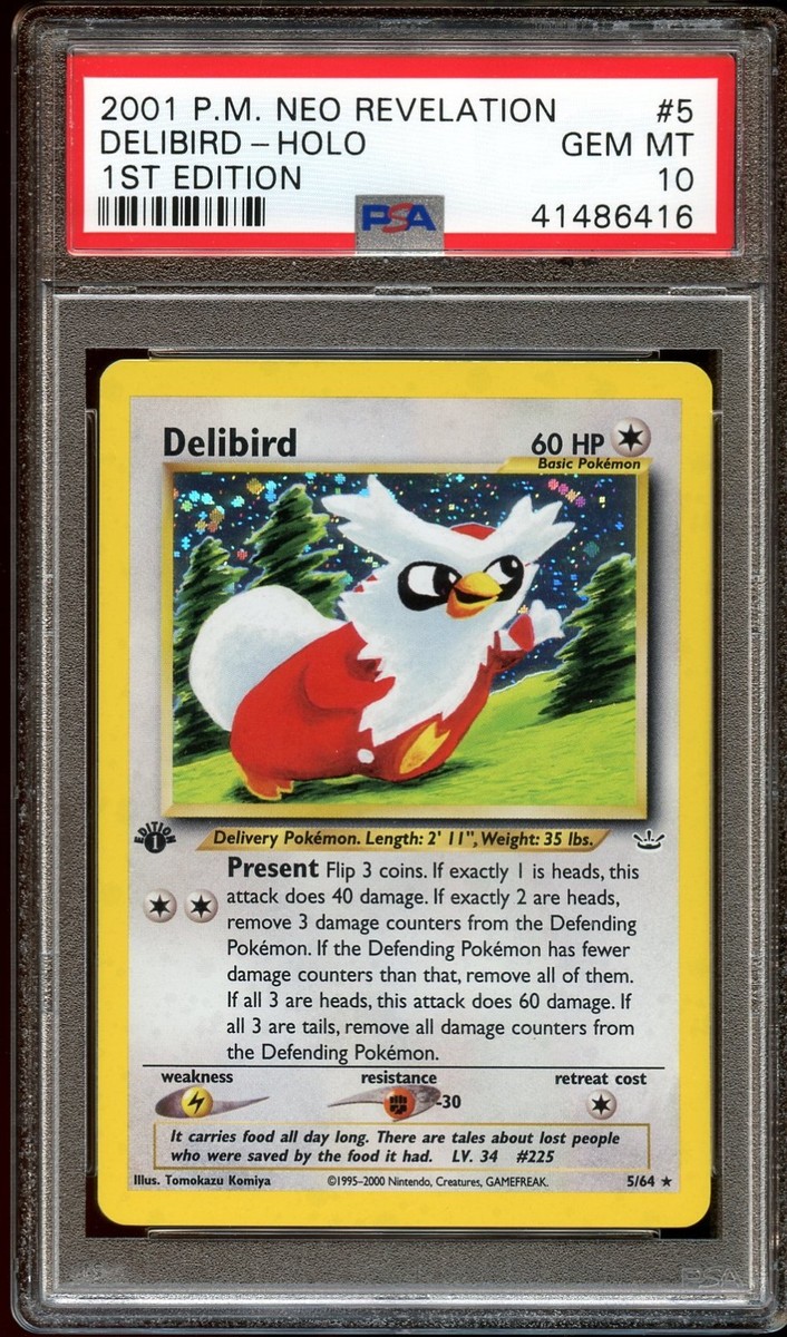 PSA 10 GEM MINT Delibird 5/64 HOLO RARE Neo Revelation 1ST EDITION