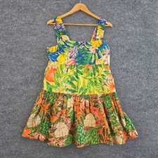 Farm Rio Dress Medium Caipirinha Mini Floral Sundress Ruffle Boho Artsy Tropical