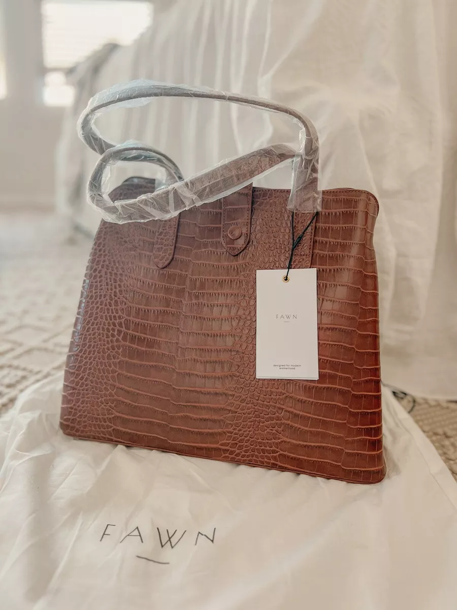 Fawn Design LimitedEdition Croc Pecan SatchelBag New with Tags