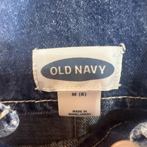 OLD NAVY GIRL'S Size Medium (8) RAILROAD STRIPE FRAYED HEM SHORTALLS Excellent! - Picture 10 of 14