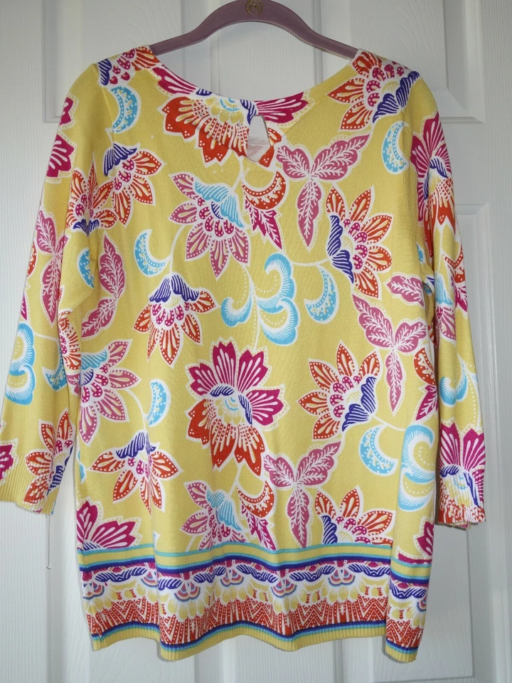 Nuevo JOSEPH A. SUÉTER MUJER ELÁSTICO AMARILLO ESTAMPADO FLORAL M Foto 4 de 4