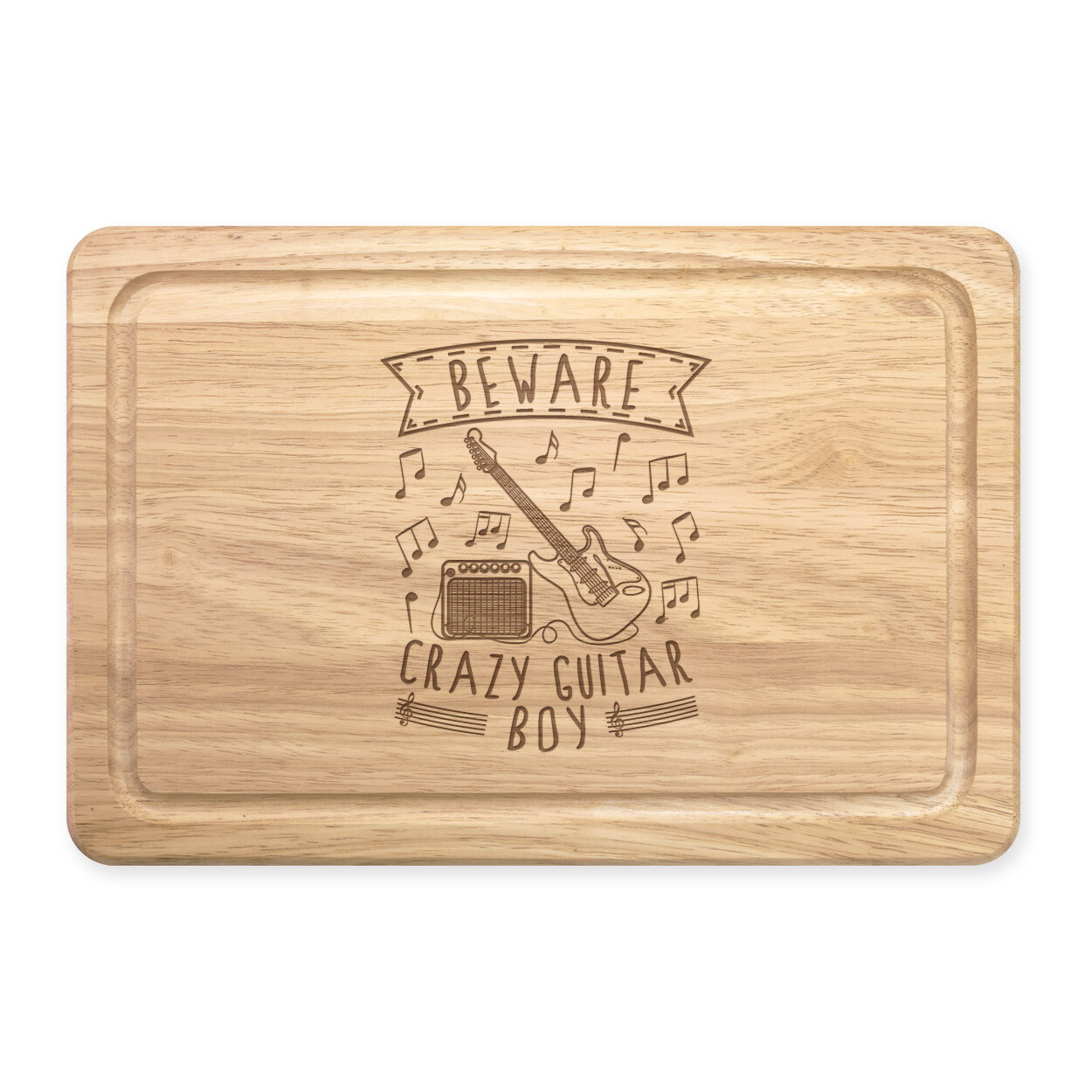 Beware Crazy Guitar Boy Rectangular Chopping Board Joke Music Rock Son Funny