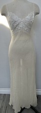 Victoria  s Secret White Silk Chiffon Lace Sequins Maxi Nightgown Medium