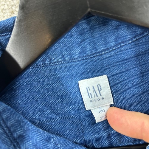 Gap Shirt Kids Size 10 Blue Long Sleeve Button Up Chambray Denim - Picture 5 of 10