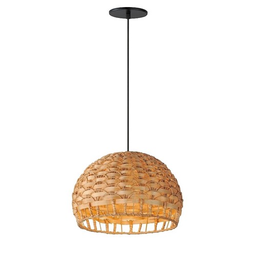 Boho Rattan Pendant Light – Handmade Macrame Hanging Lamp With Natural Bamboo, 1-Light For Farmhouse & Modern Decor
