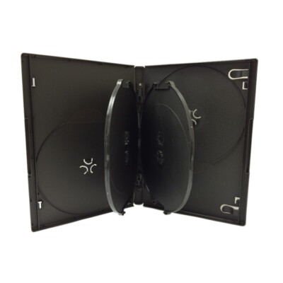 5 Standard 14mm Multi Hold 6 Disc Six CD DVD Black Case Movie Box 2 Trays