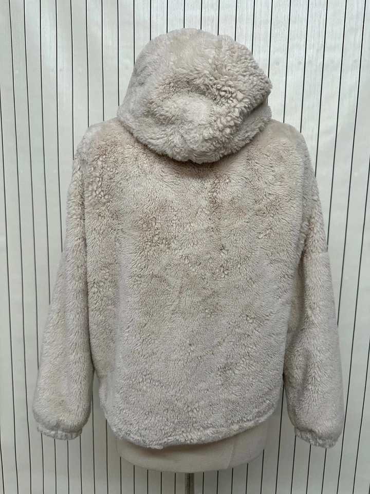 Jou Jou Hoodie Womens Beige Faux Fur Casual Long Sleeve Pockets Full Zip Size L - Image 3 of 4