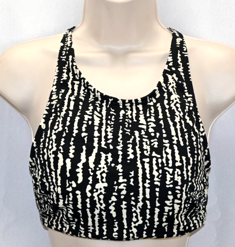 Kona Sol Black & Tan Pullover Swim Top With Padding Size M (8-10