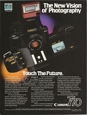 Vintage Print Ad Canon T70 35mm Camera - The New Vision Of Photography Oct 1985