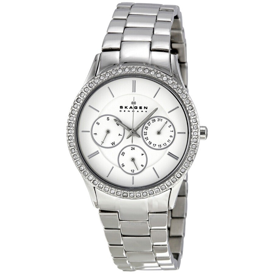 Skagen Chronograph -Swarovski Crystal bezel New Skagen Ancher Steel Chronograph Black Dial Mens Quartz  main image 3