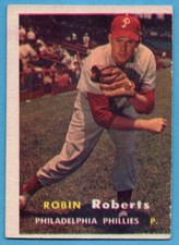 1957 Topps #15 Robin Roberts GOOD+ CREASE Philadelphia Phillies Hall of Fame